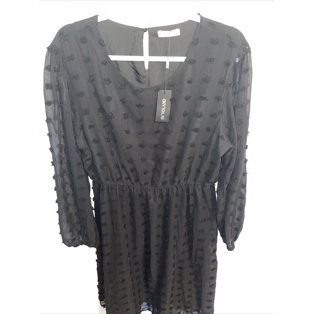 In’Voland Women’s Witchycore Dress Sz 16W Black Lined Sheer Balloon Sleeves NWT